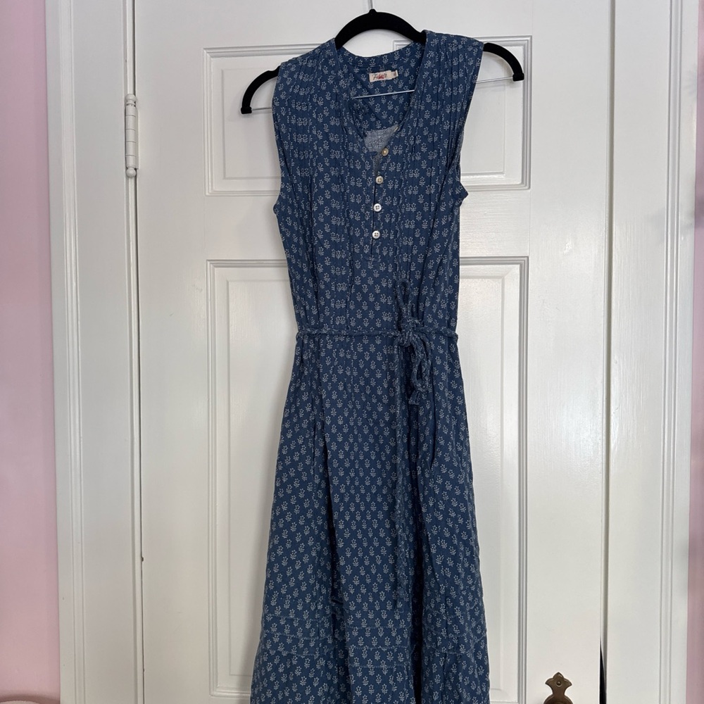 Faherty Blue Patterned Midi Dress